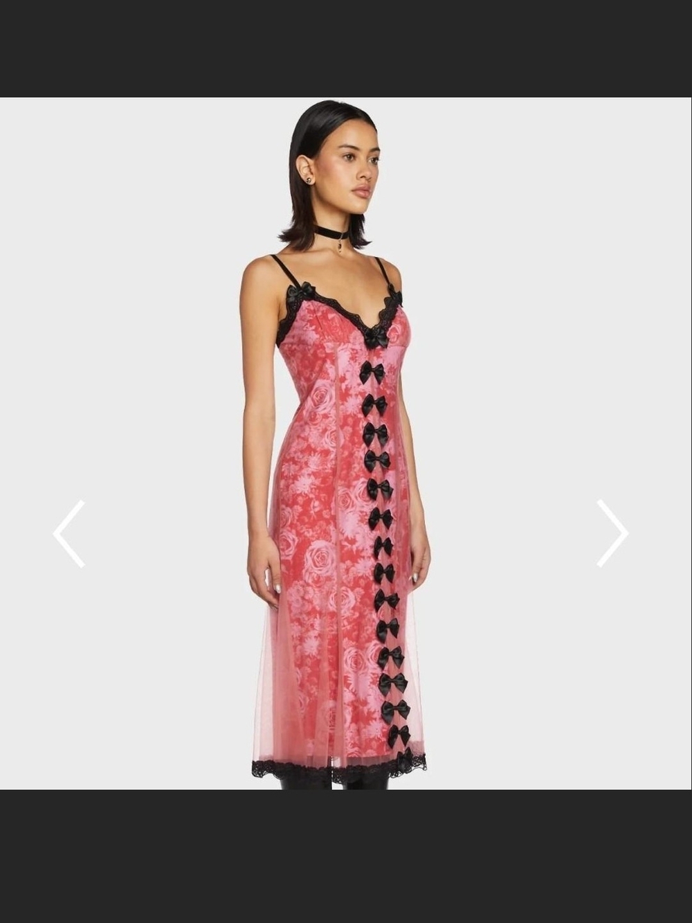 DollsKill Holding Onto Moments Pink Floral Lace Trim Slip Dress